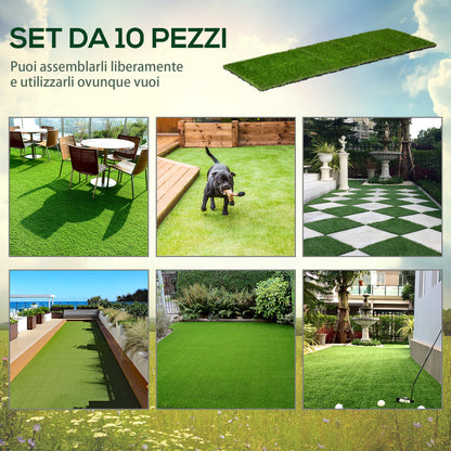 Synthetic Grass for Garden Set of 10pcs Outdoor Artificial Lawn