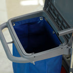 3-Tier Cleaning Trolley with Garbage Bag and Wringer, 111x63.3x103 cm, Grey, Blue and Orange