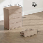 HOMCOM 4-Drawer Wooden Chest of Drawers with Metal Rails and Grooved Handles, 60x40x80 cm, Beech Color