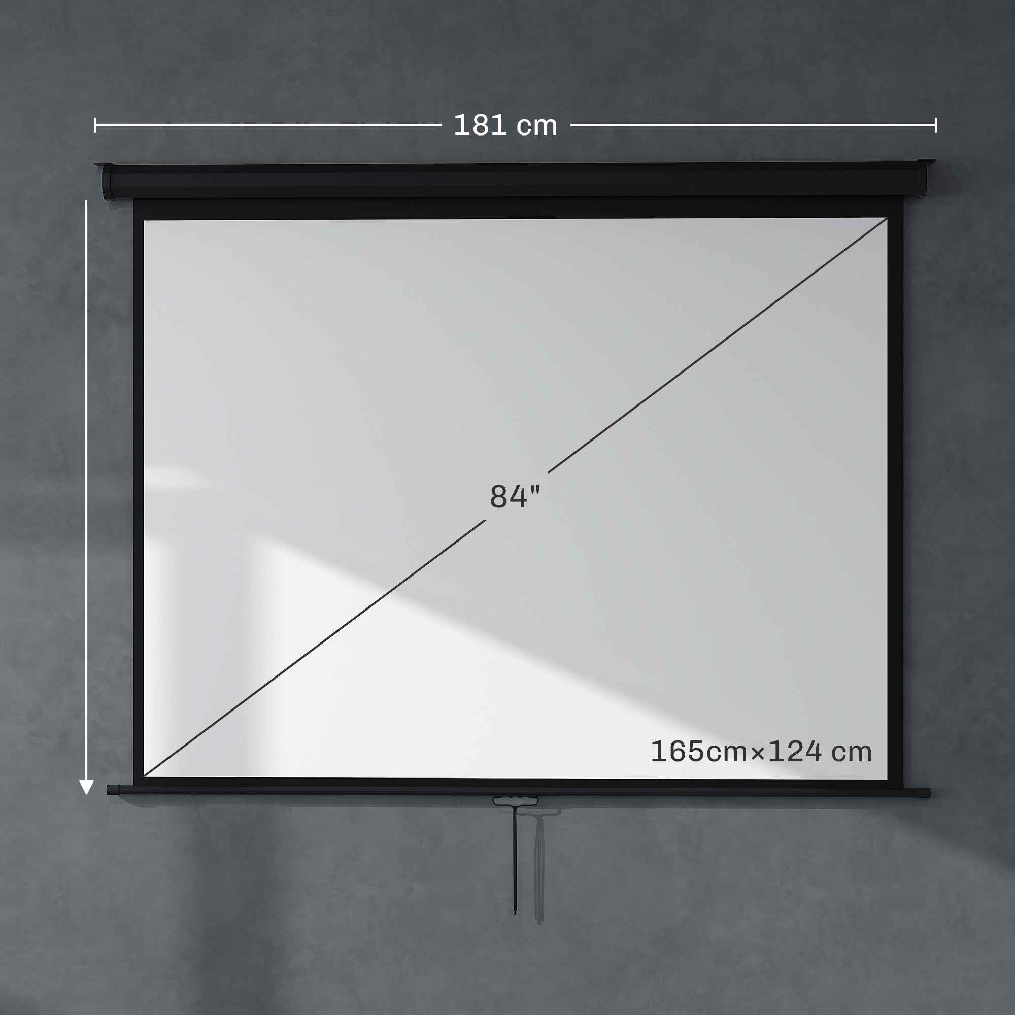 HOMCOM Projector Screen 84" 4:3 Format, 160° Angle and Ceiling or Wall Mount, Black