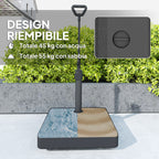 HDPE Umbrella Base with Handle and Wheels and Fillable with Water or Sand, 60x60x100 cm, Black