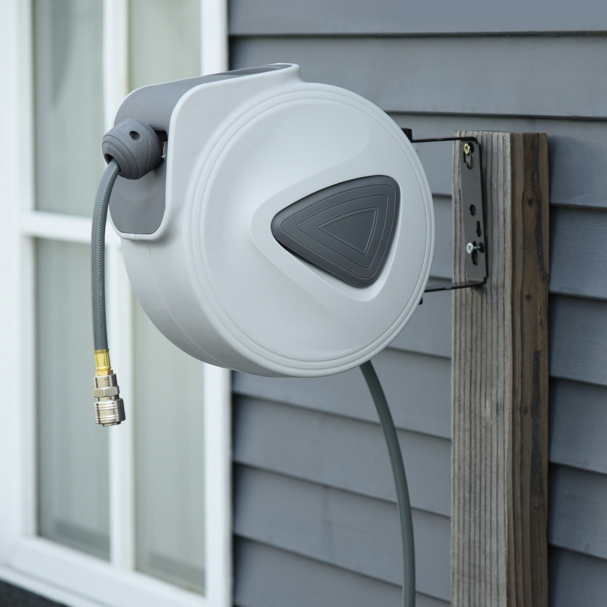 DURHAND Automatic Hose Reel with 1/4'' Connection, Max Pressure 24 Bar, Wall Mounted and 180° Rotatable, Grey