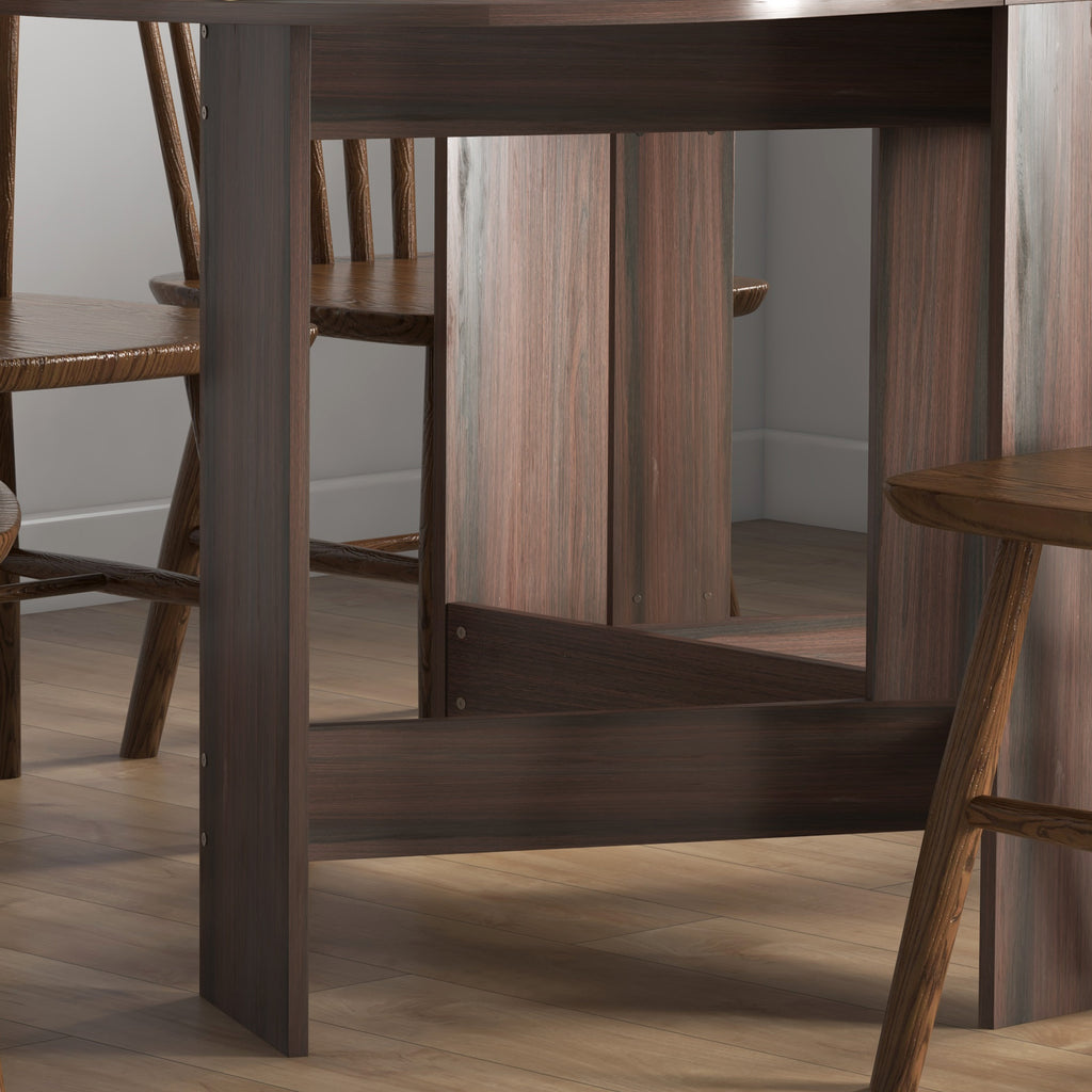 HOMCOM Folding Table with 2 Oval Flaps, Space-Saving Wooden Console, Brown - Borgè
