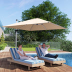 Tilting Arm Umbrella with Cross Base, in Polyester, Aluminum and Metal, 295x295x260 cm, Khaki