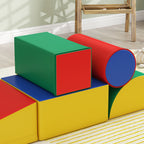 Soft Construction Set for Children 1-3 Years with 5 Colourful Blocks, in Faux Leather and Foam, Multicolour