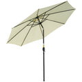 8-Ribbed Tilting Garden Umbrella with Crank Handle, Metal and Polyester, Ø295x250 cm, Beige