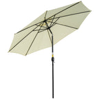 8-Ribbed Tilting Garden Umbrella with Crank Handle, Metal and Polyester, Ø295x250 cm, Beige