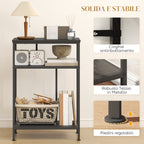 3-Tier Console Table with Metal and Wood Frame, 55x30x81 cm, Black