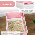 Closed PP Cat Litter Box with 2 Doors with Scoop and Removable Tray, 47.5x35.5x36.7 cm, Pink and White