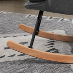 Rocking Chair with Ottoman in Linen and Wood Effect Fabric with Cushion, Armrests, 130 kg Capacity, Grey