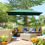 Rectangular Umbrella 2x3 m Foldable and Adjustable with Crank, in Aluminum and Polyester, Green and Black