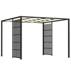 Outdoor Pergola 3x3 m with Wavy Covering and Side Panels, in Metal and Black Polyester