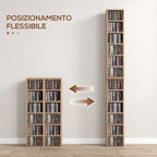CD Rack, Set of 2, Adjustable Shelves for 204 CDs, 21x22. 5x88. 5 cm, Wood Color