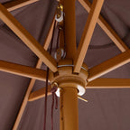 Garden Umbrella 2.5x2.3 m with 6 Ribs and Crank Handle, Made of Wood and Polyester, Brown - Borge' Group Limited