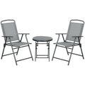 3 Piece Garden Set with 2 Chairs 53.5x64x93 cm and Coffee Table Ø45x50 cm, in Metal, Light Grey