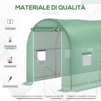 Outsunny 5x2x2m Garden Tunnel Greenhouse with 8 Windows and a Roll-Up Door, Green