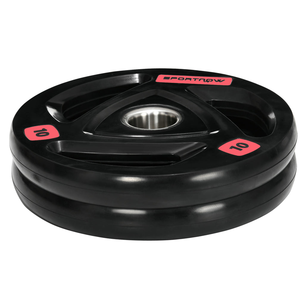Set of 2 10kg Steel Weight Discs with Rubber Coating for Barbell