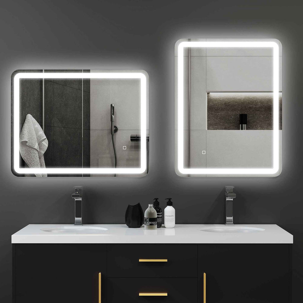 HOMCOM LED Touch Bathroom Mirror with Dimmable Light, 3 Temperatures and Anti-Fog, 70x90 cm