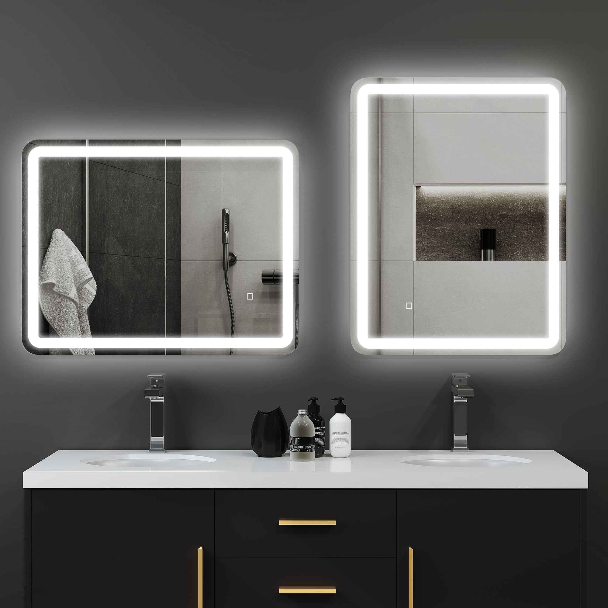 HOMCOM LED Touch Bathroom Mirror with Dimmable Light, 3 Temperatures and Anti-Fog, 70x90 cm