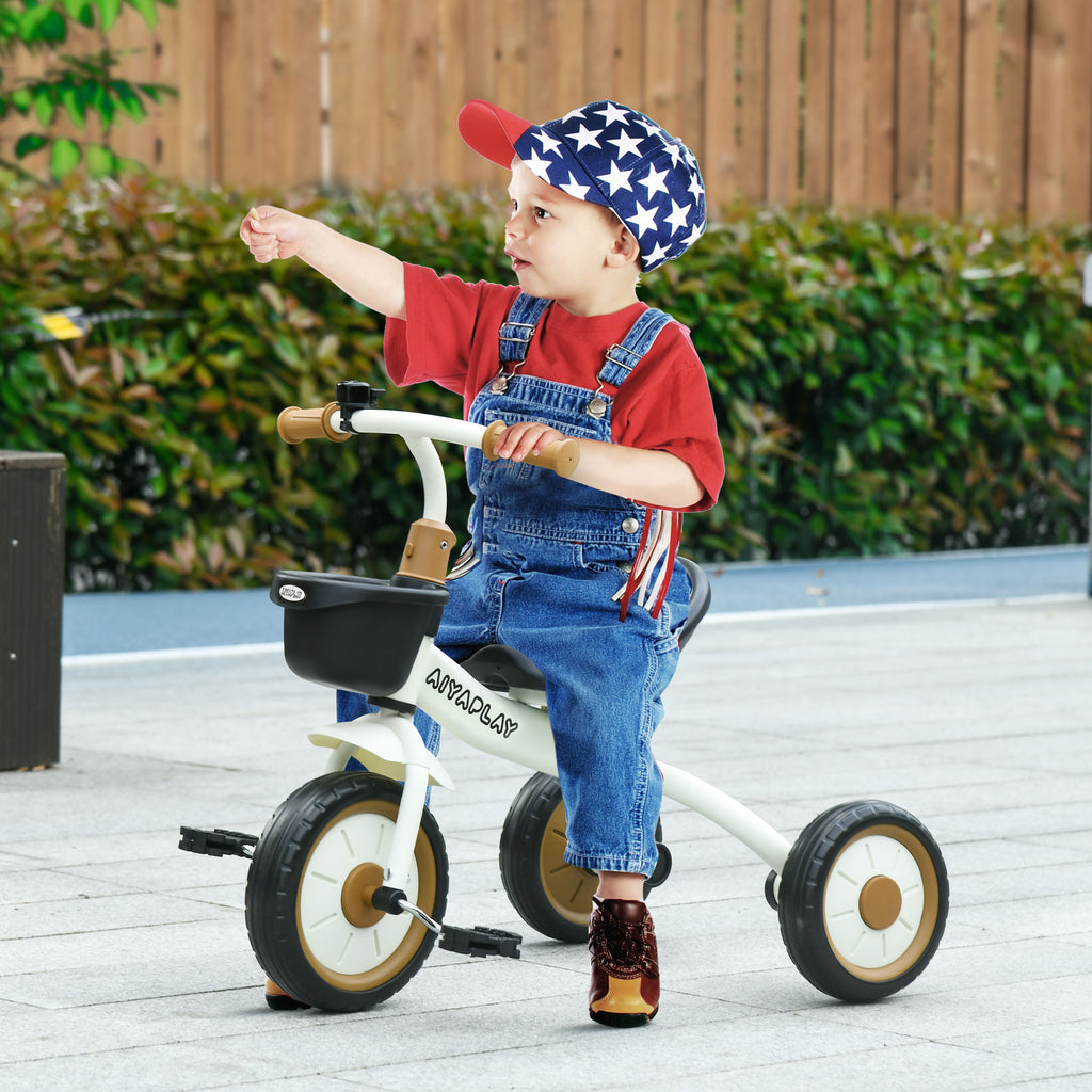 Children's Tricycle for 2-5 Years with Adjustable Seat and Bell, 70.5x50x58cm, White