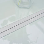 Garden Set with Tempered Glass Table and 6 Chairs with Mesh Fabric, Grey - Borge' Group Limited