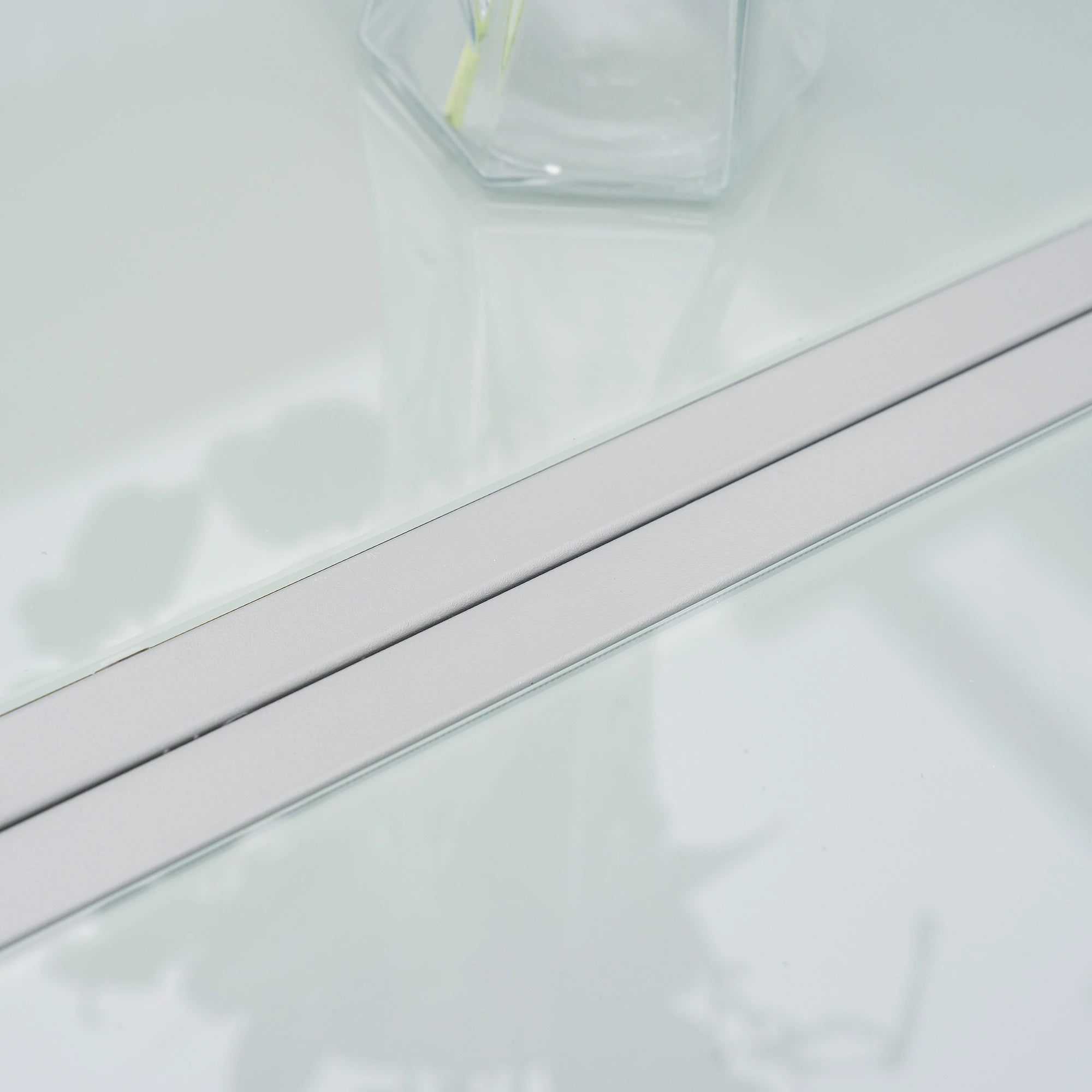 Garden Set with Tempered Glass Table and 6 Chairs with Mesh Fabric, Grey - Borge' Group Limited