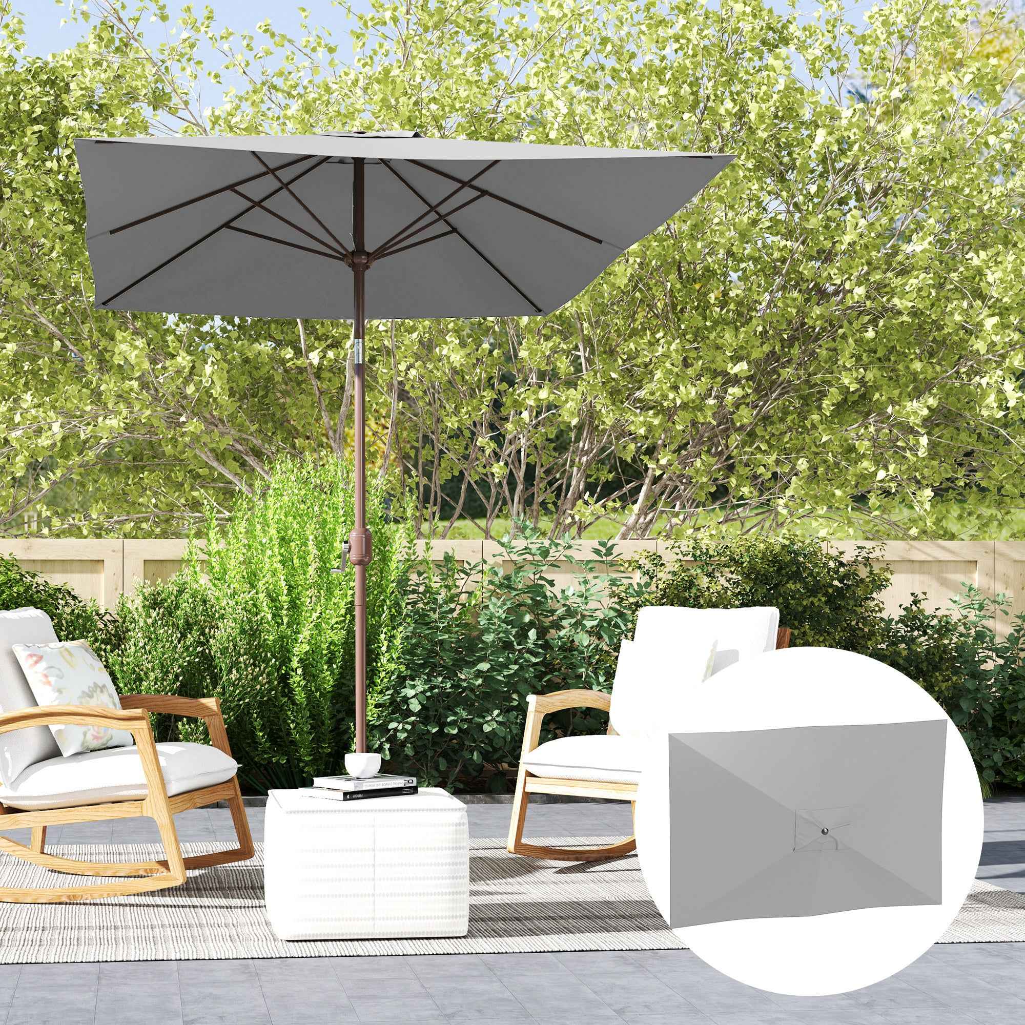 Outsunny 3x2m Rectangular Umbrella Cover with Top Vent, 180g/m² Polyester, Light Grey