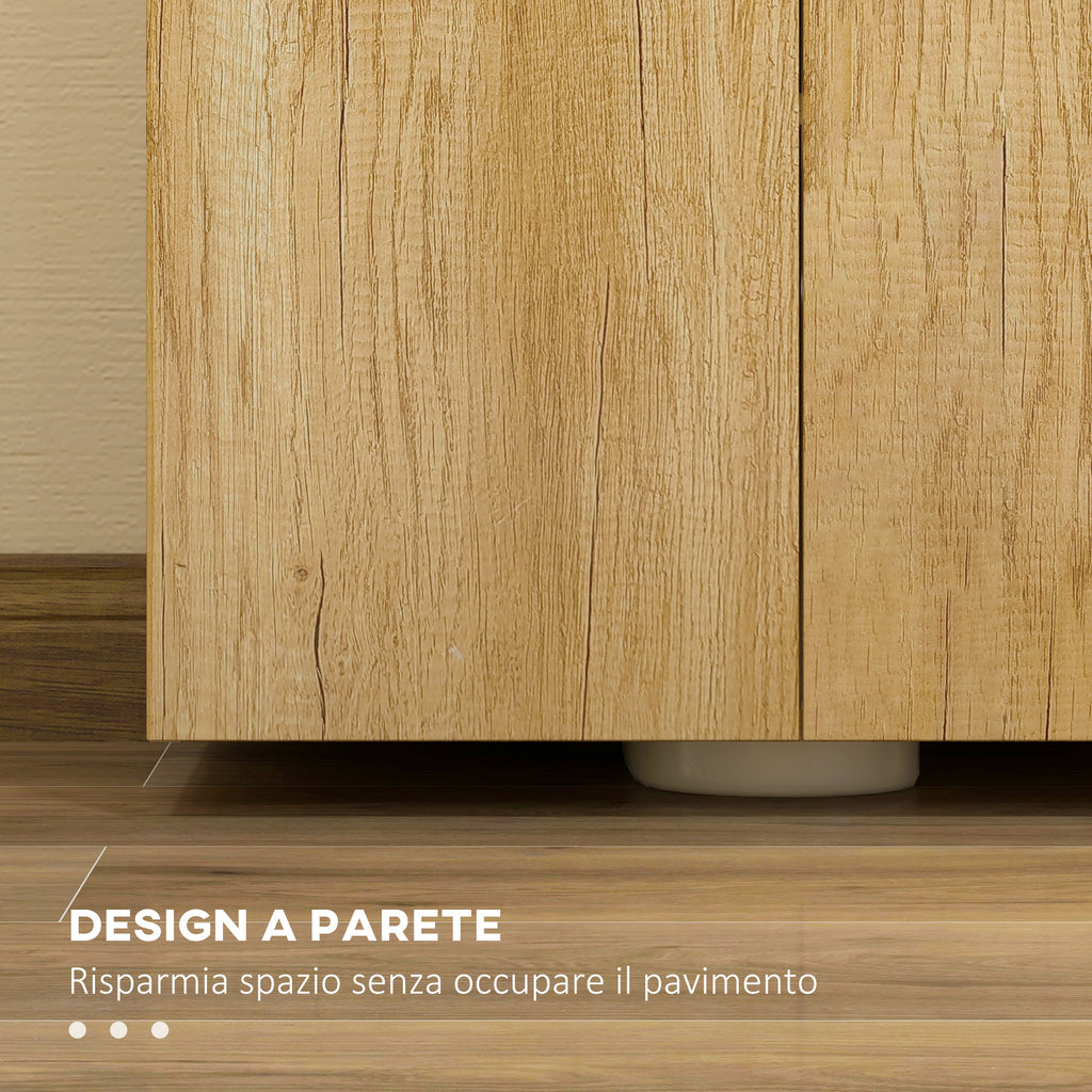 Bathroom Cabinet with 2 Doors and 2 Wooden Shelves, Natural Color