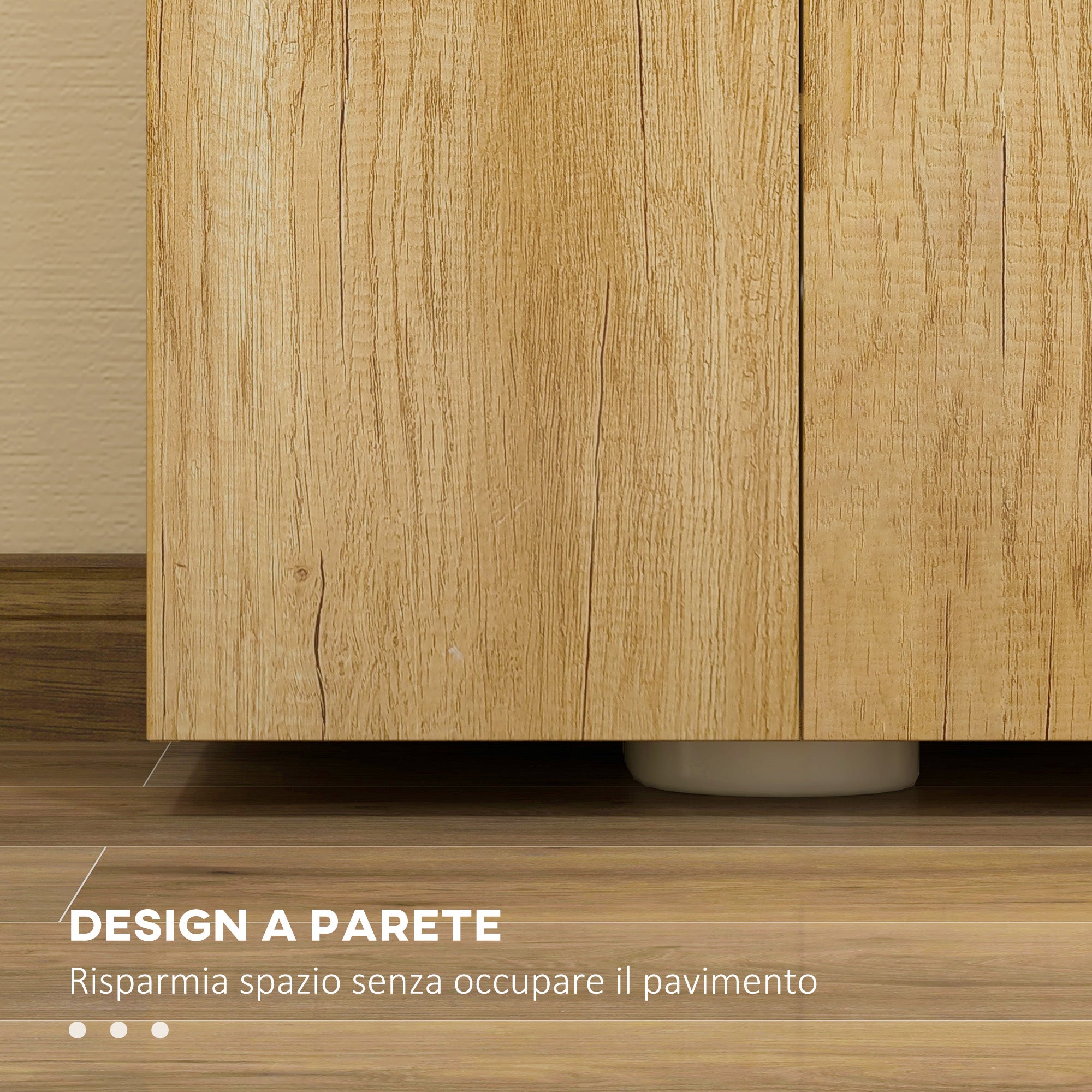 Bathroom Cabinet with 2 Doors and 2 Wooden Shelves, Natural Color