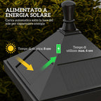 Outsunny Garden Lamp with 6h Autonomy and Ground Anchoring, in ABS and Polycarbonate, 15x15x127 cm, Black - Borgè