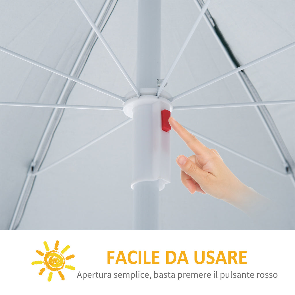 Outsunny 2x2m Beach and Garden Umbrella with Awning, Polyester and Metal, Green and White