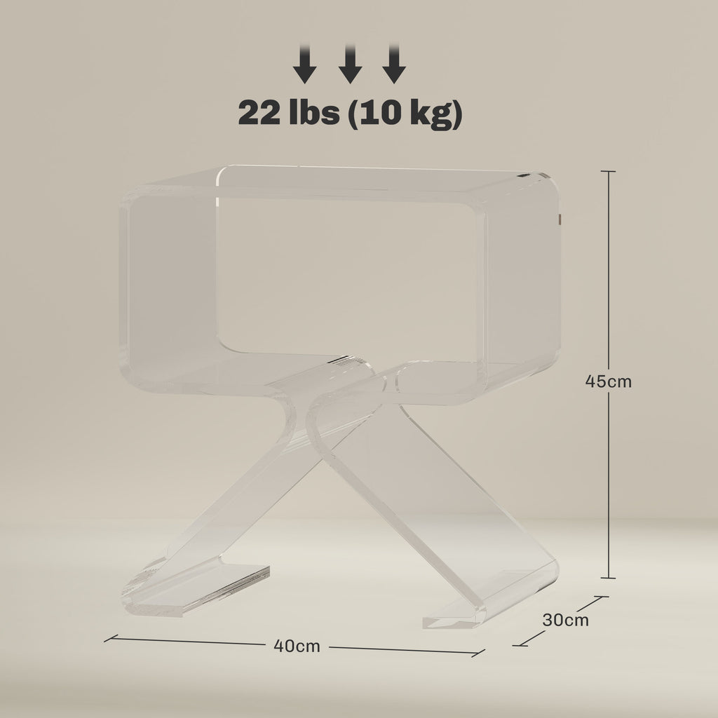 2-Tier Geometric Acrylic Coffee Table with Triangular Legs, 40x30x45cm, Transparent