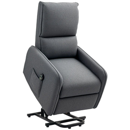 Electric Lift Recliner Chair with Remote Control and Fabric Pocket, Charcoal Grey