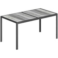 Outsunny Garden Table for 4-6 People with Wood-Effect Top, in Steel and PSPC Plastic, 150x80x74 cm, Grey and Black