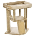 Plush Cat Tree with Cat House and Bed, Jute Scratching Post and Ball, Brown