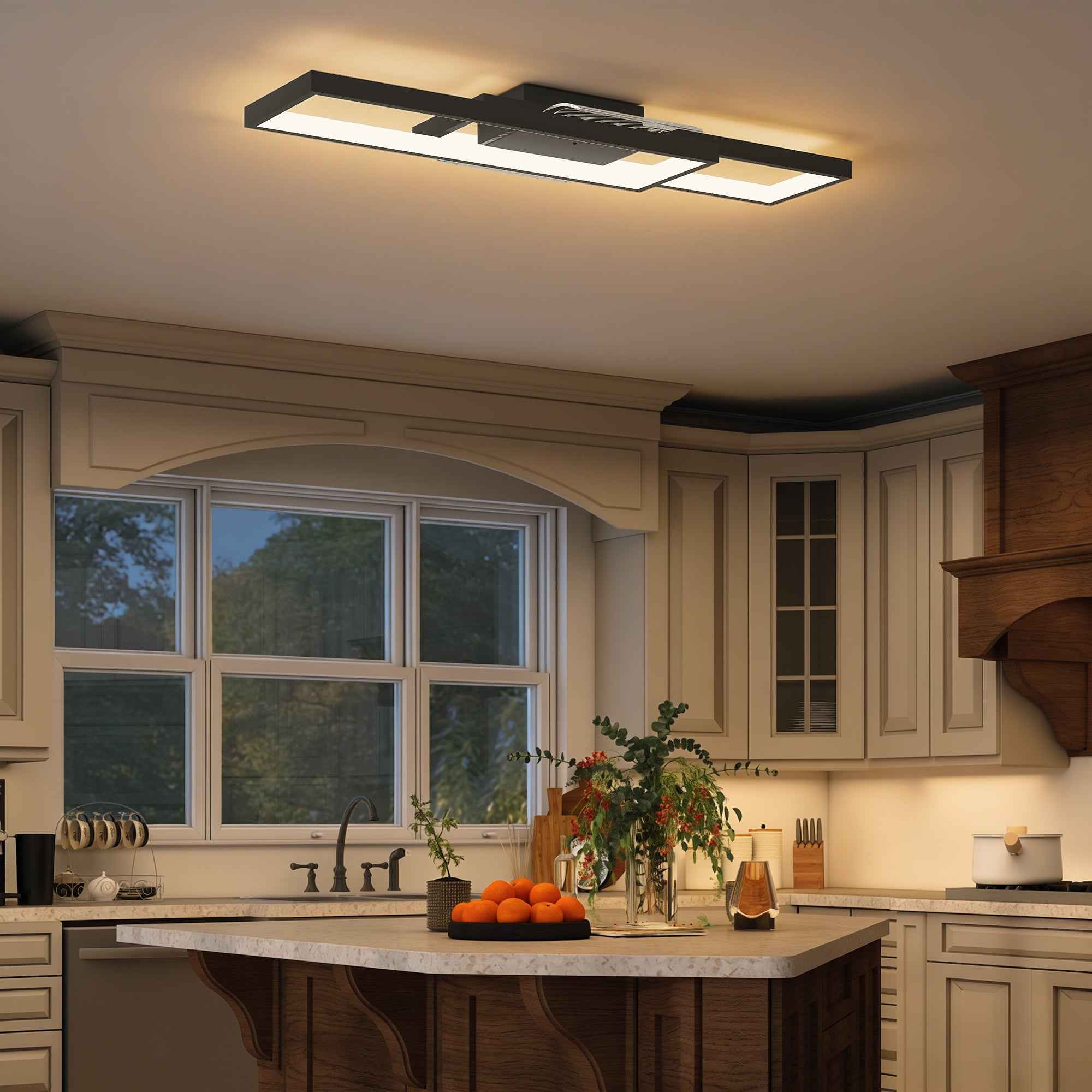 HOMCOM Dimmable LED Ceiling Light 3000-6000K with Remote Control and Switch, 70x30 cm, Black