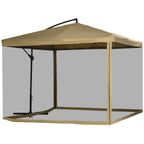 Garden Umbrella with Tilting Arm with Crank Opening and Mosquito Net, 3x3 m, Beige