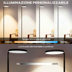 HOMCOM LED Floor Lamp with 350° Swivel Head and Magnetic Remote Control, Continuously Dimmable 3000K-6500K, Black