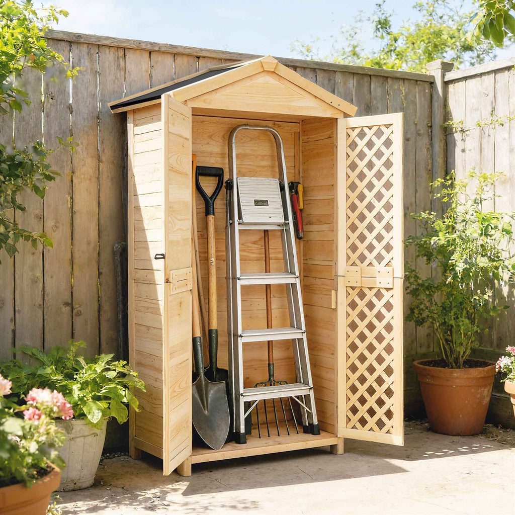 Outsunny Outdoor Cabinet: Garden Shed with Ventilated Door and Anti-Tip Kit.