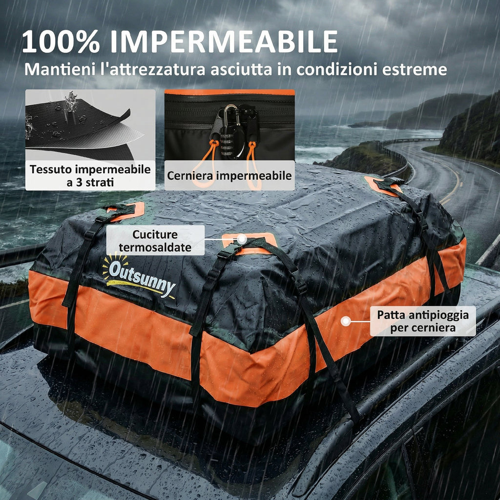 Outsunny Waterproof Roof Rack, 425 Liters, Orange