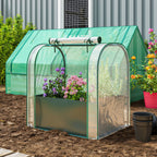 Outsunny Mini Greenhouse with Grow Bag and Roll-Up Door, 68x50x70 cm, Dark Green