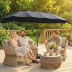Outsunny 12-Ribbed Double Umbrella with Crank Handle, Cross Base and Bags, in Metal and Polyester, 3x1.5 m, Dark Grey