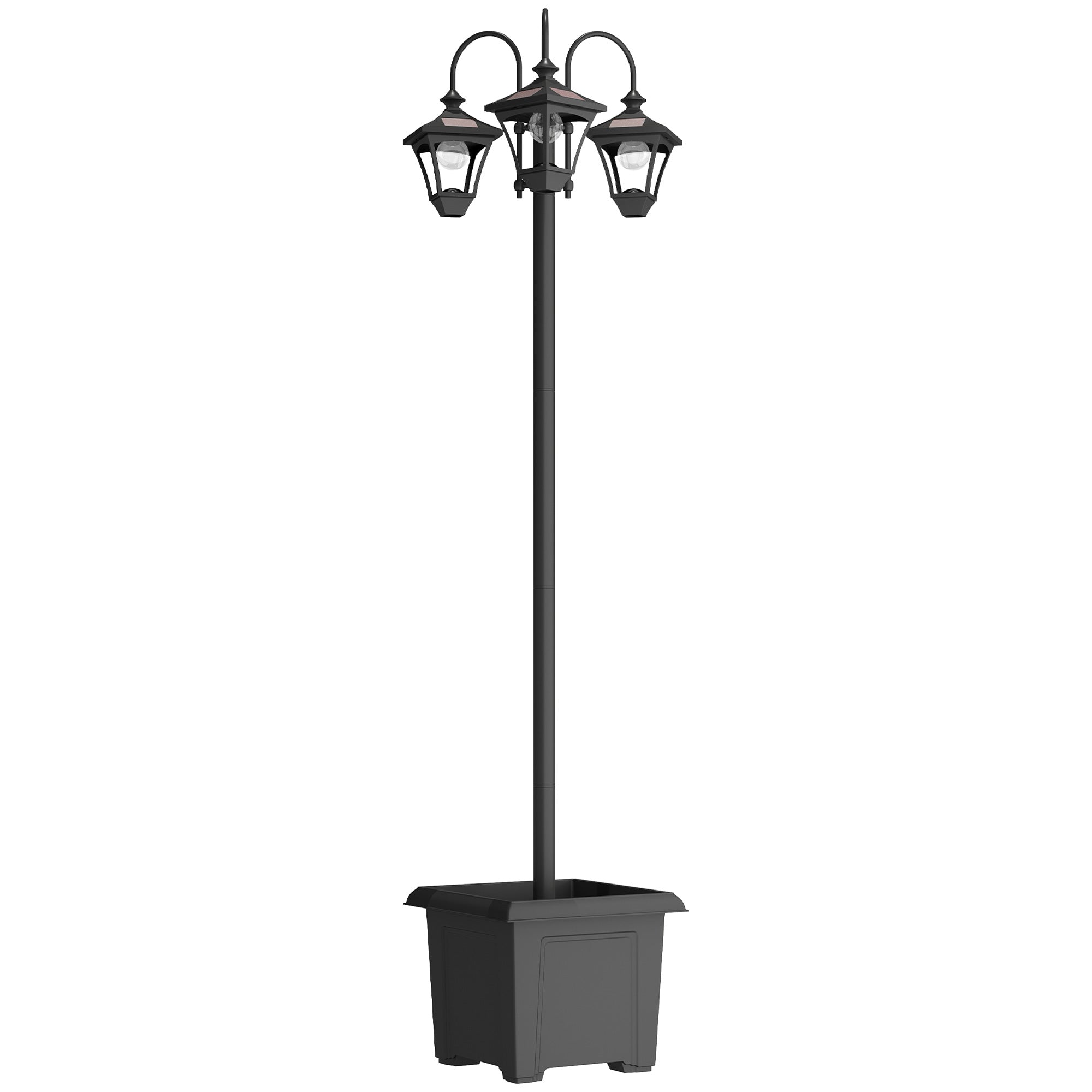 Outsunny 1.85m Stainless Steel Solar Garden Lamp with Adjustable Height, IP44 Waterproof
