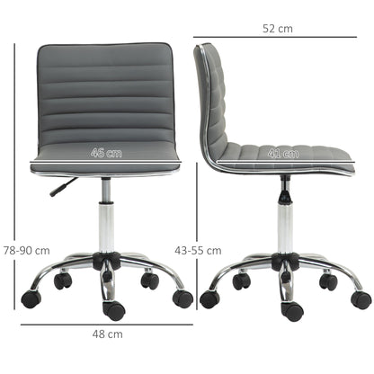 Ergonomic PU Leather Office Chair with Adjustable Height, Swivel Seat and Wheels, Dark Grey