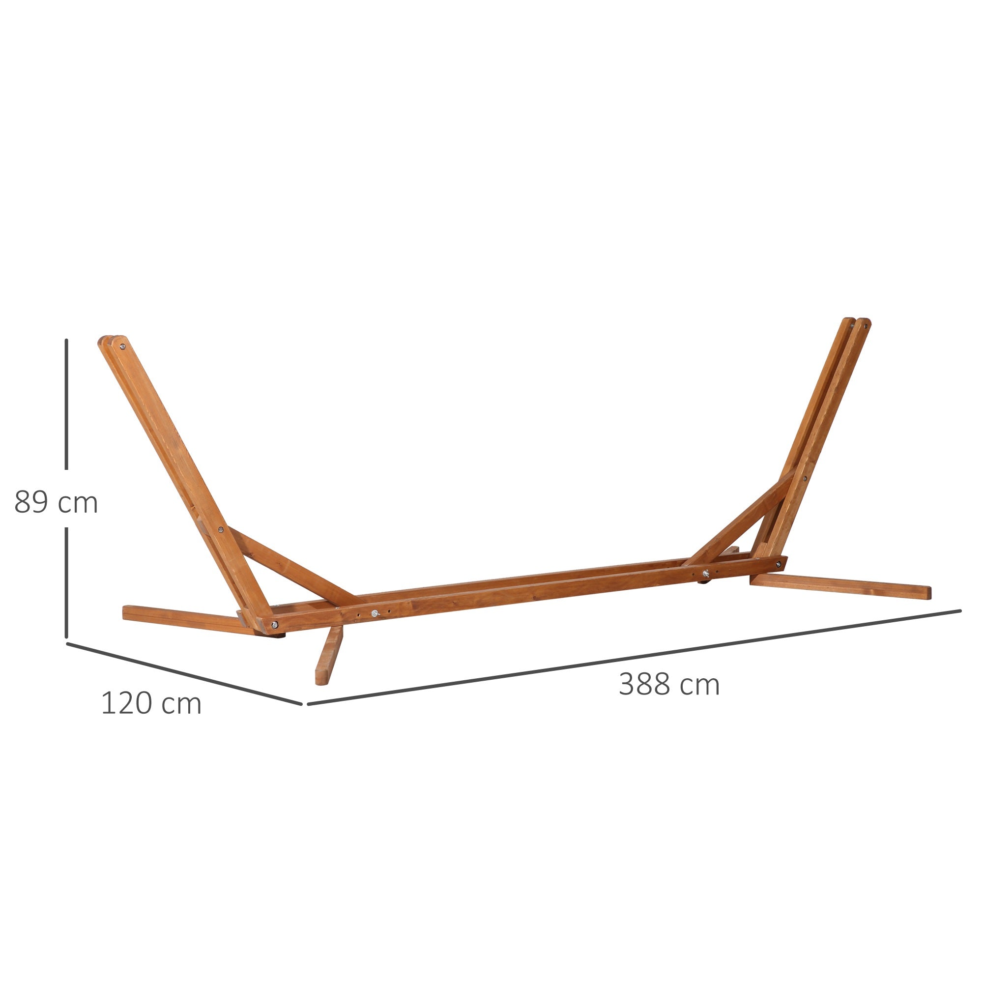 3-Level Adjustable Folding Portable Wooden Hanging Hammock Stand, 388x120x89cm