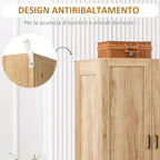 2-Door Wardrobe with 2 Drawers and Hanging Rail, 80x54x180 cm, Wood