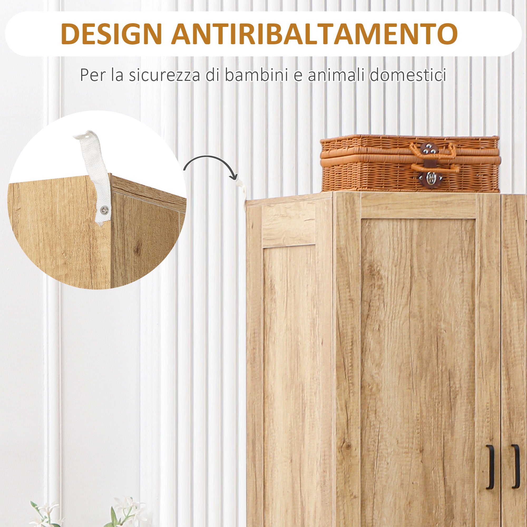 2-Door Wardrobe with 2 Drawers and Hanging Rail, 80x54x180 cm, Wood