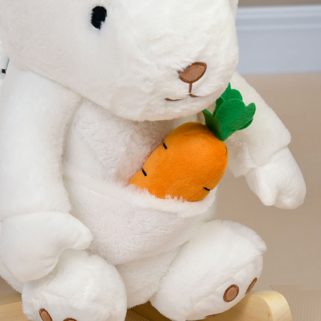 Rabbit Rocking Animal with Sounds and Safety Belt, 60x33x50 cm, White - Borgè