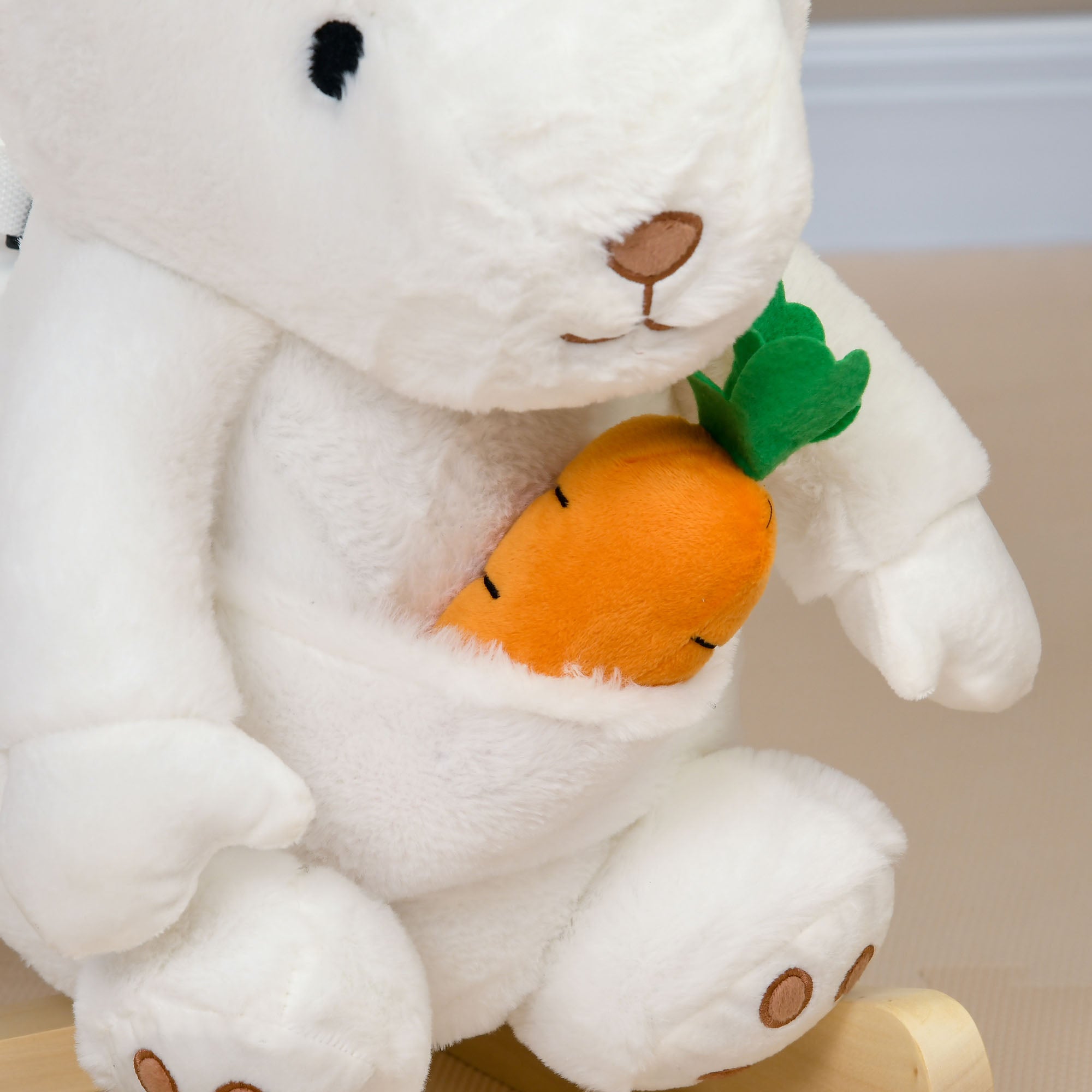 Rabbit Rocking Animal with Sounds and Safety Belt, 60x33x50 cm, White - Borgè