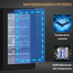 Wine Cooler Refrigerator for 24 Bottles, 65L Capacity, Temperature Control and Removable Shelves, Black